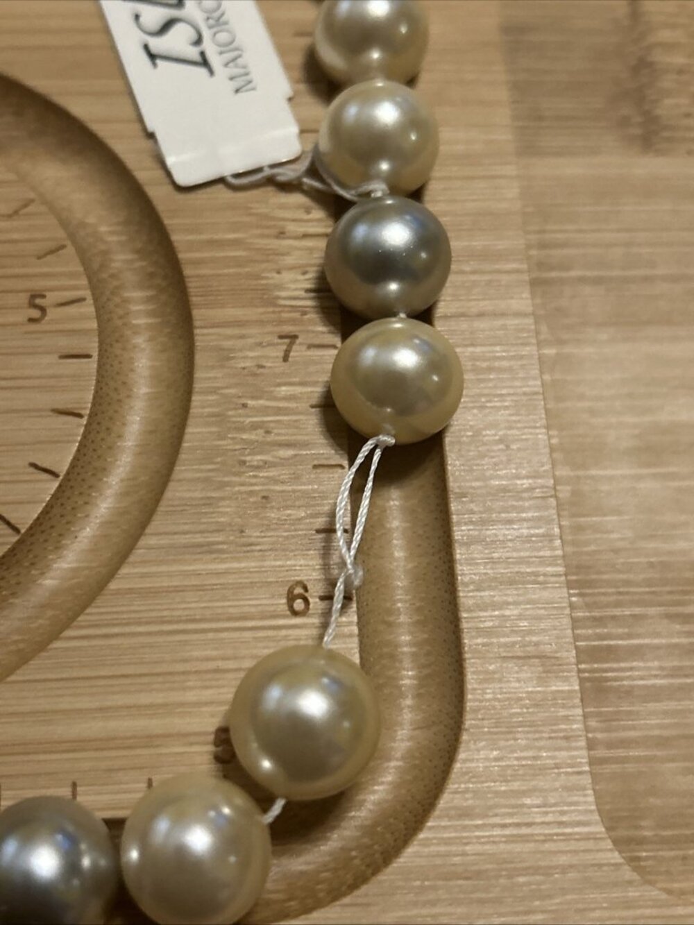 Vintage Isla Mallorca 12mm Glass Pearl Necklace 18" White Gray As-Is Repair DIY - Picture 4 of 16